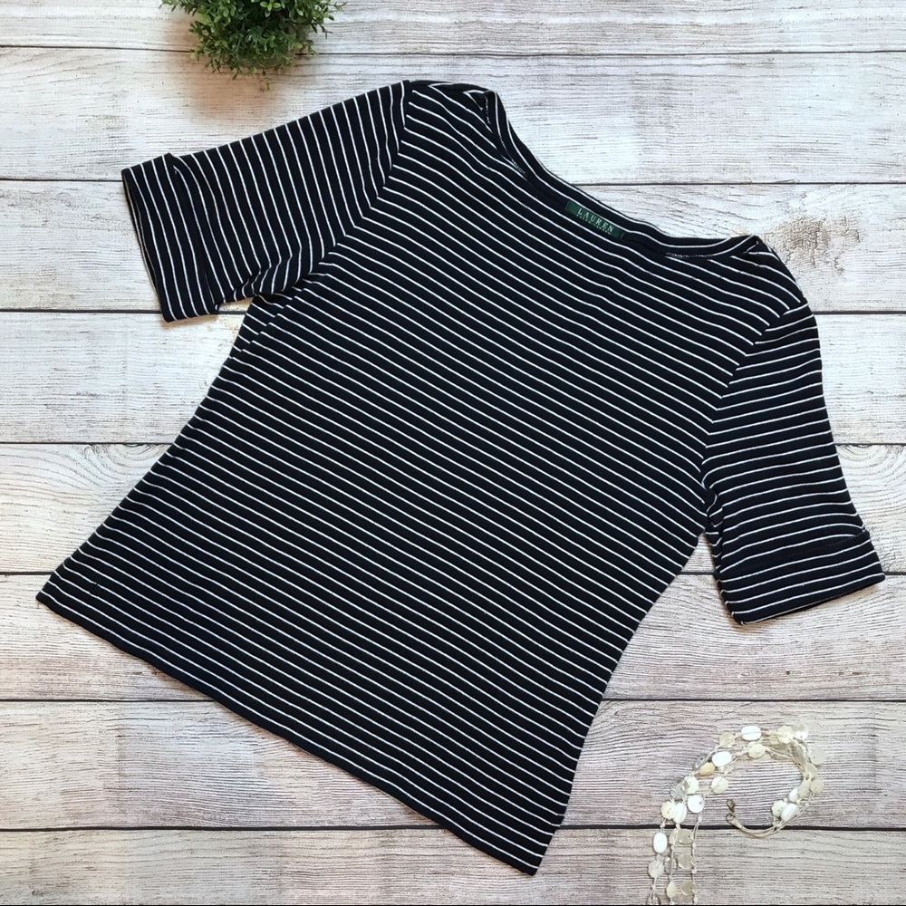 Lauren by Ralph Lauren Black & White Stripe Top